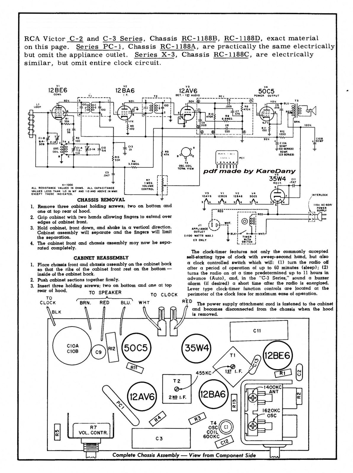 RCA C-2, C-3, 12BA6, 12BE6, 12AV6 Schematic