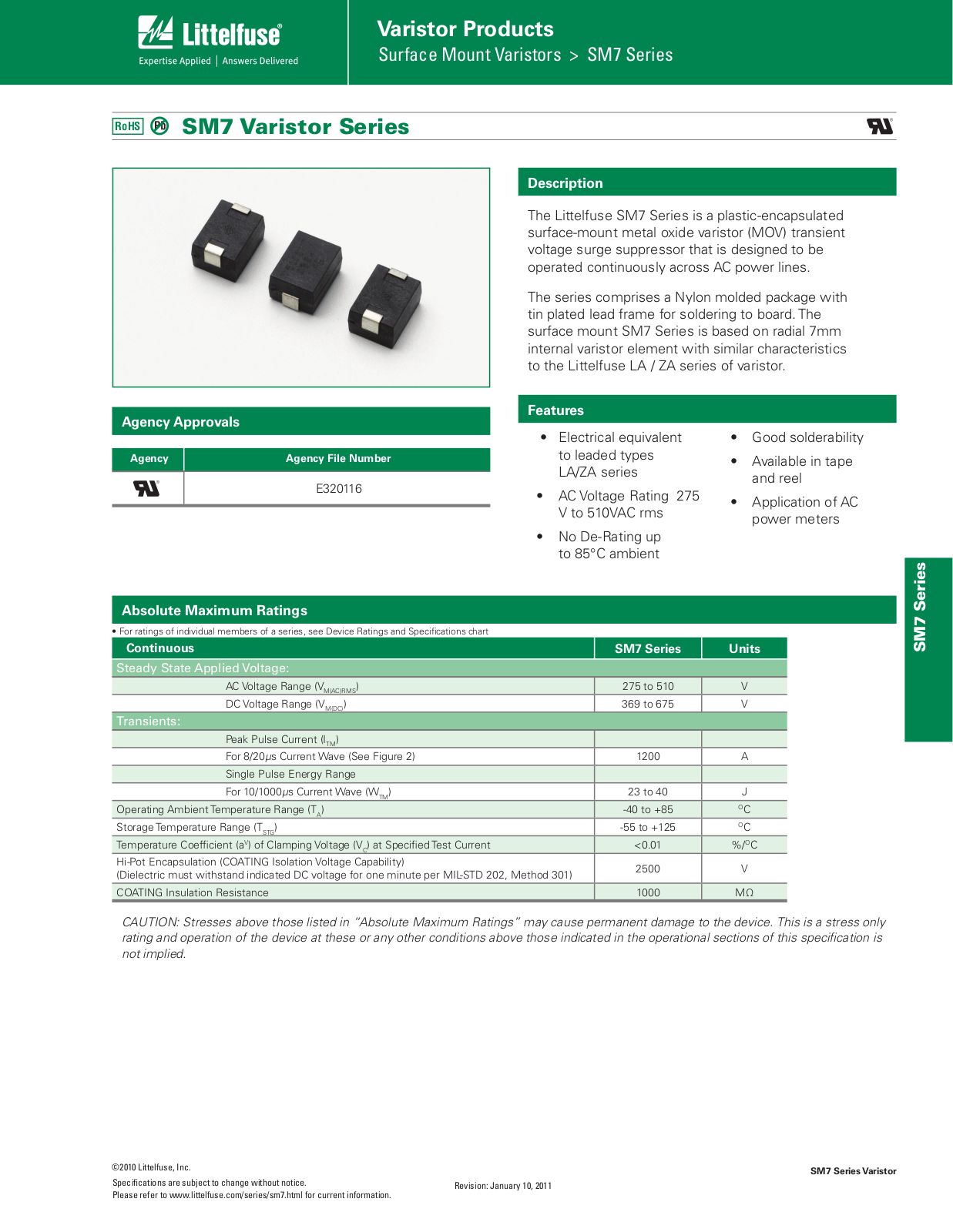 Littelfuse SM7 Series Catalog Page