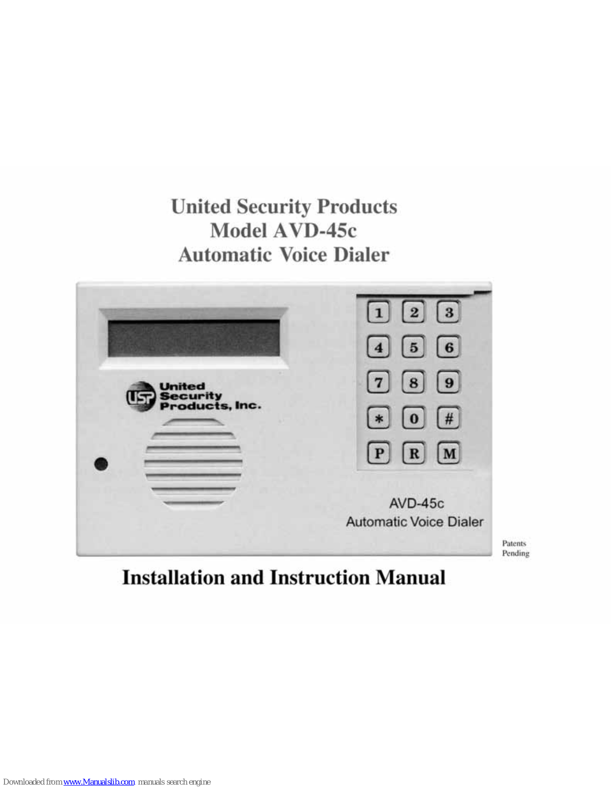 United Security Products AVD-45c Installation And Instruction Manual