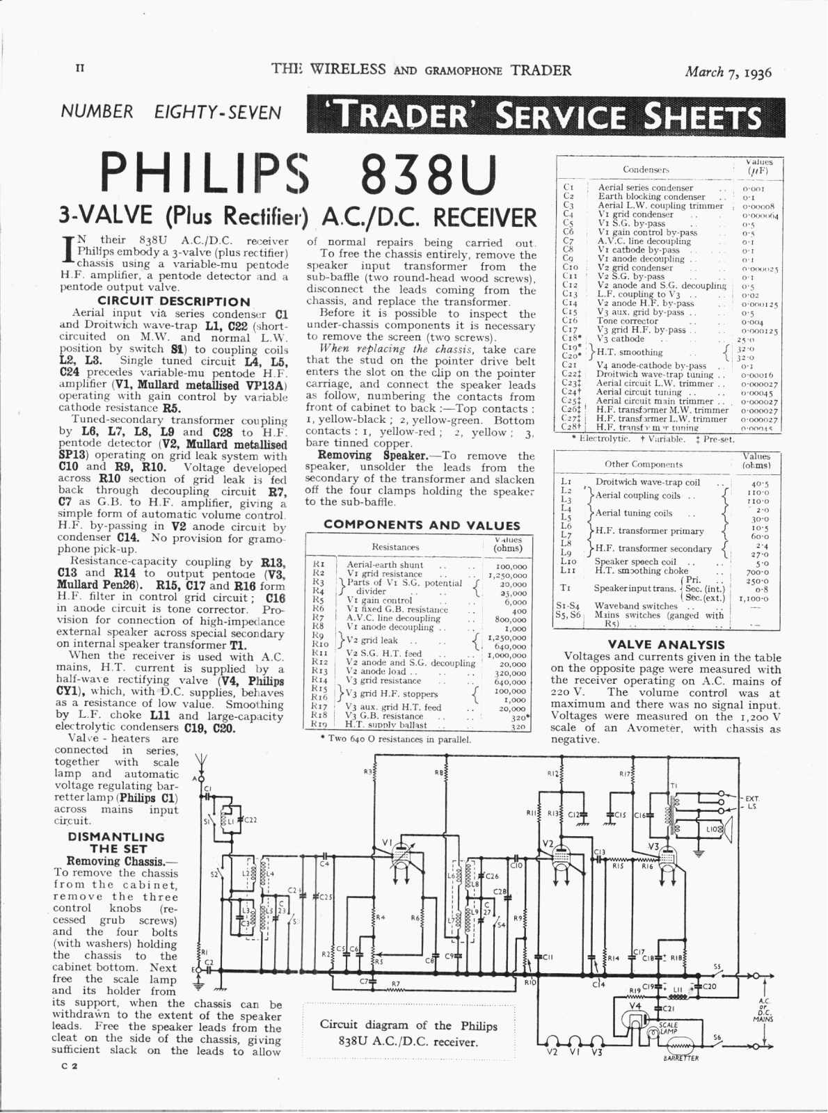 Philips 838-U Service Manual