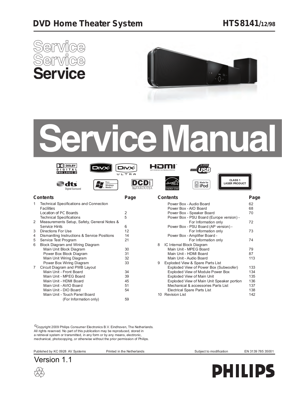 Philips HTS8141 Service manual