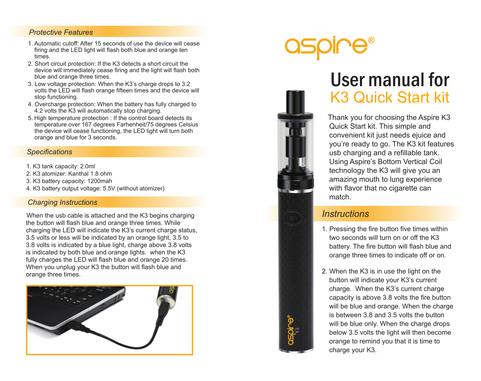Aspire K3 User Manual