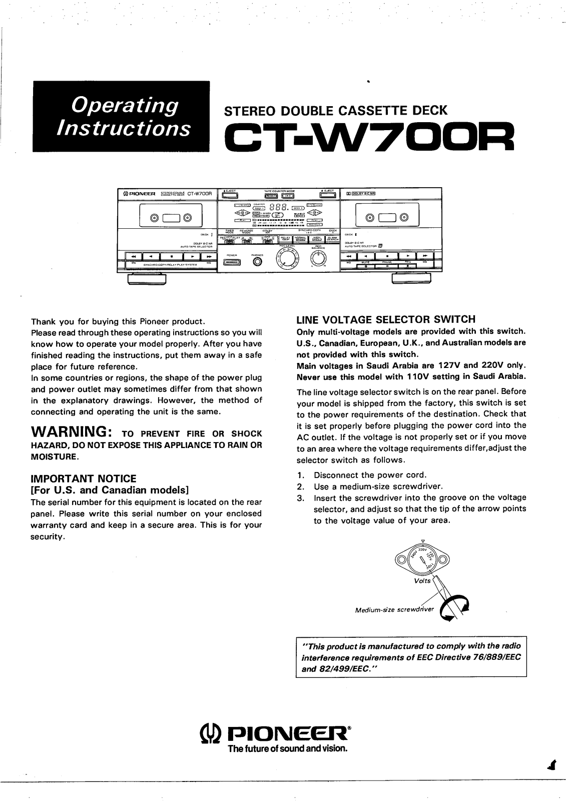 Pioneer CTW-700-R Owners manual