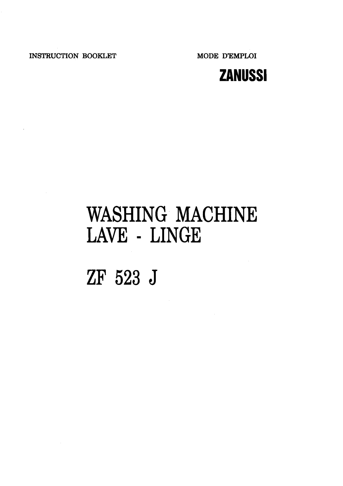 Zanussi ZF523J USER MANUAL