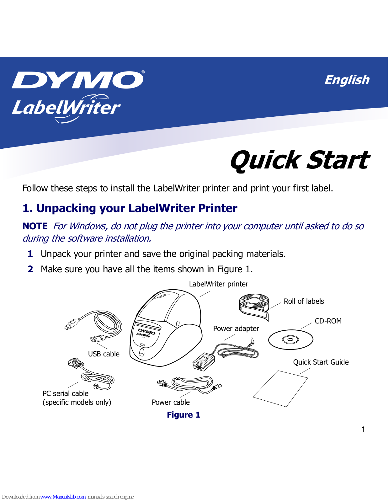 Dymo LabelWriter, LabelWriter Series Quick Start Manual