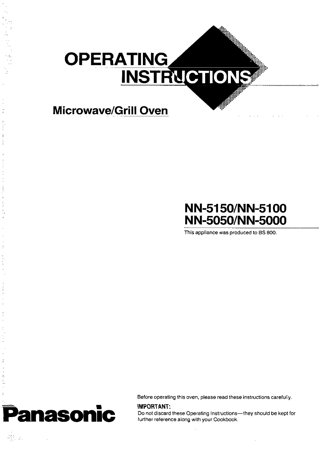 Panasonic NN-5100, NN-5050, NN-5150, NN-5000 User Manual