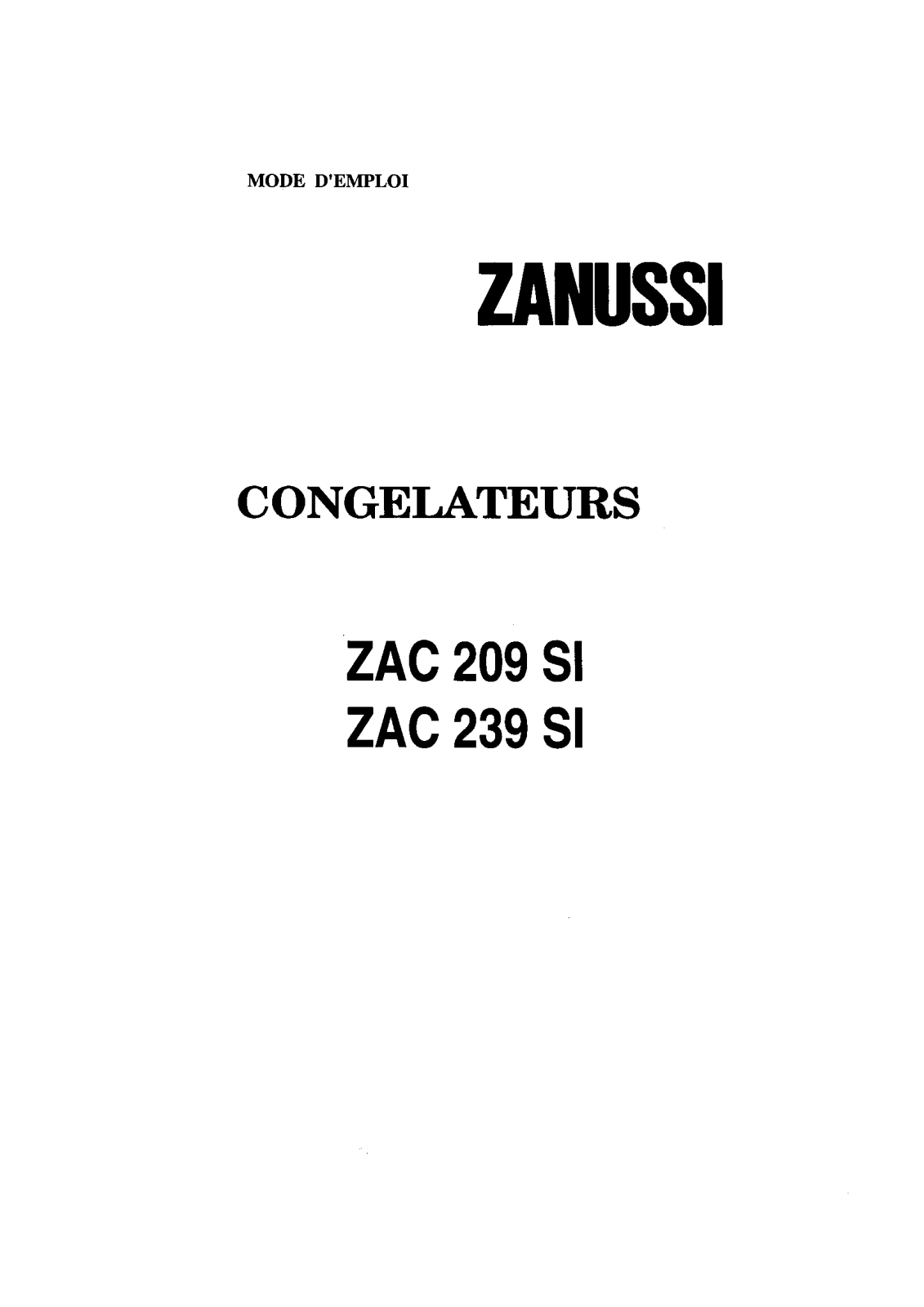 Zanussi ZAC239SI User Manual