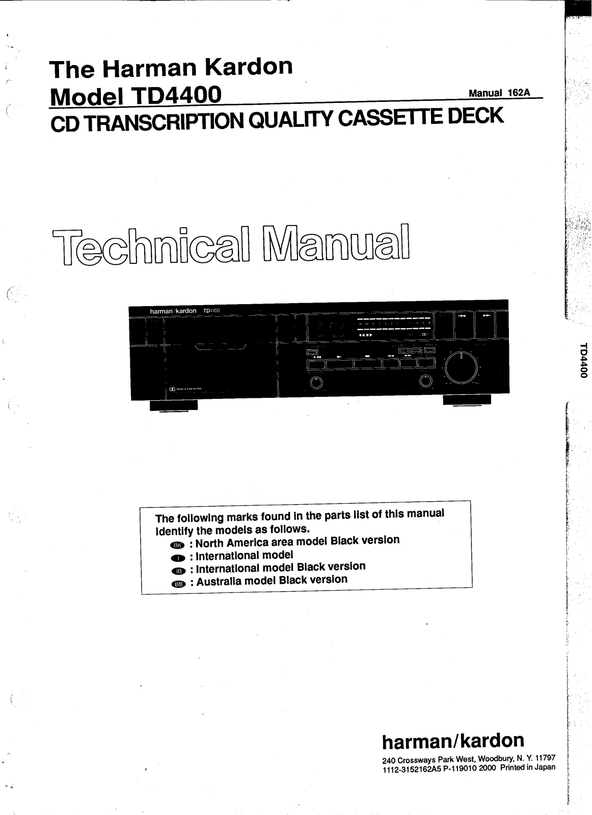 Harman Kardon TD-4400 Service manual