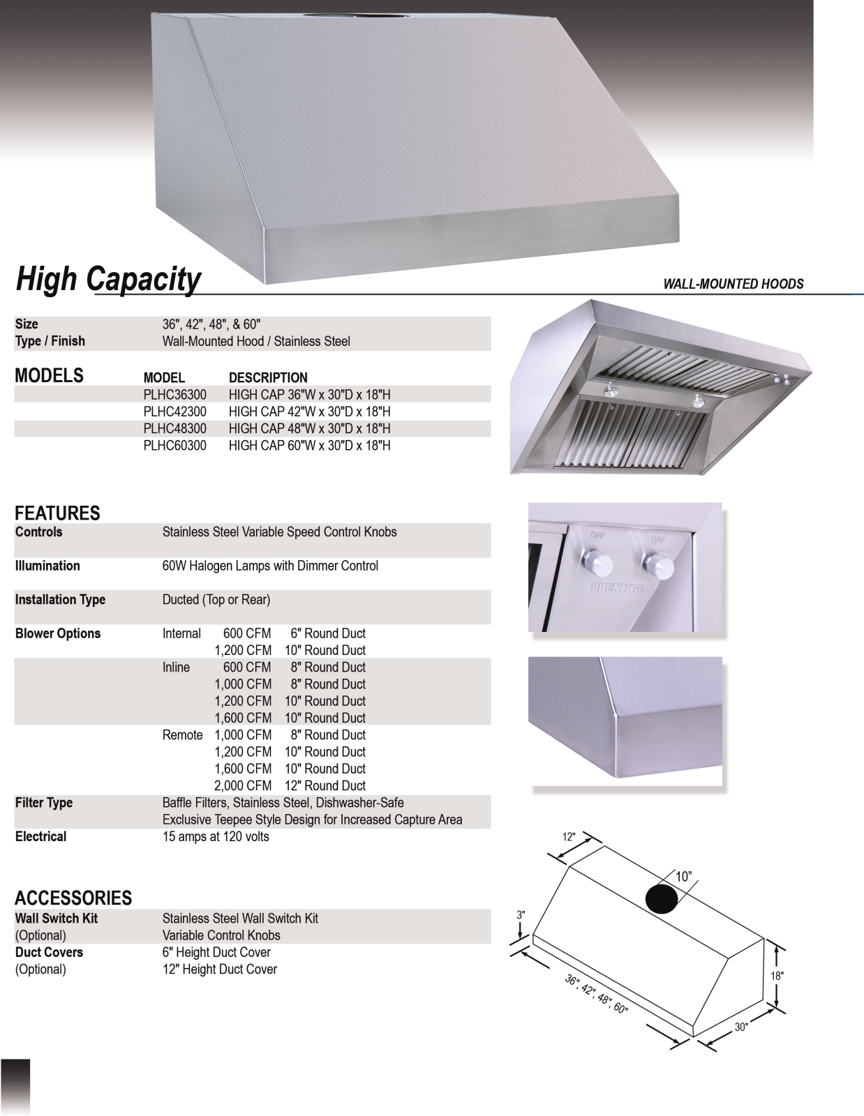 Prestige PLHC36300 Specs