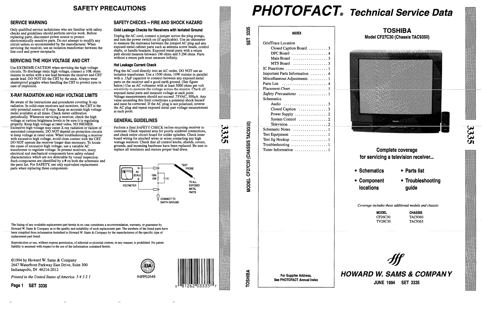 Toshiba CF27C30 Service Manual