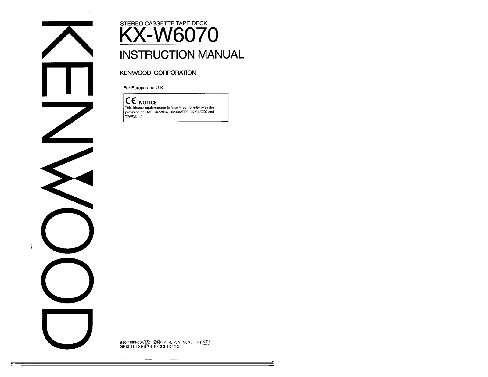 Kenwood KX-W6070 Owner's Manual