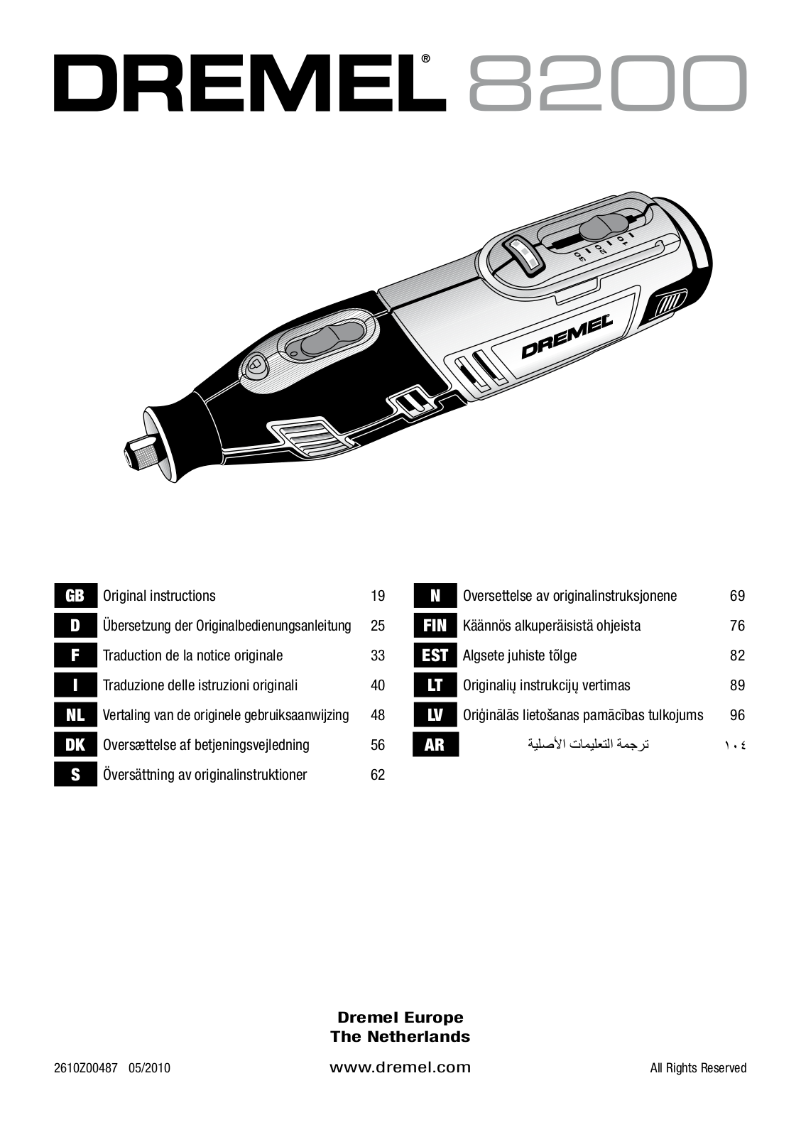 Dremel 8200 User manual