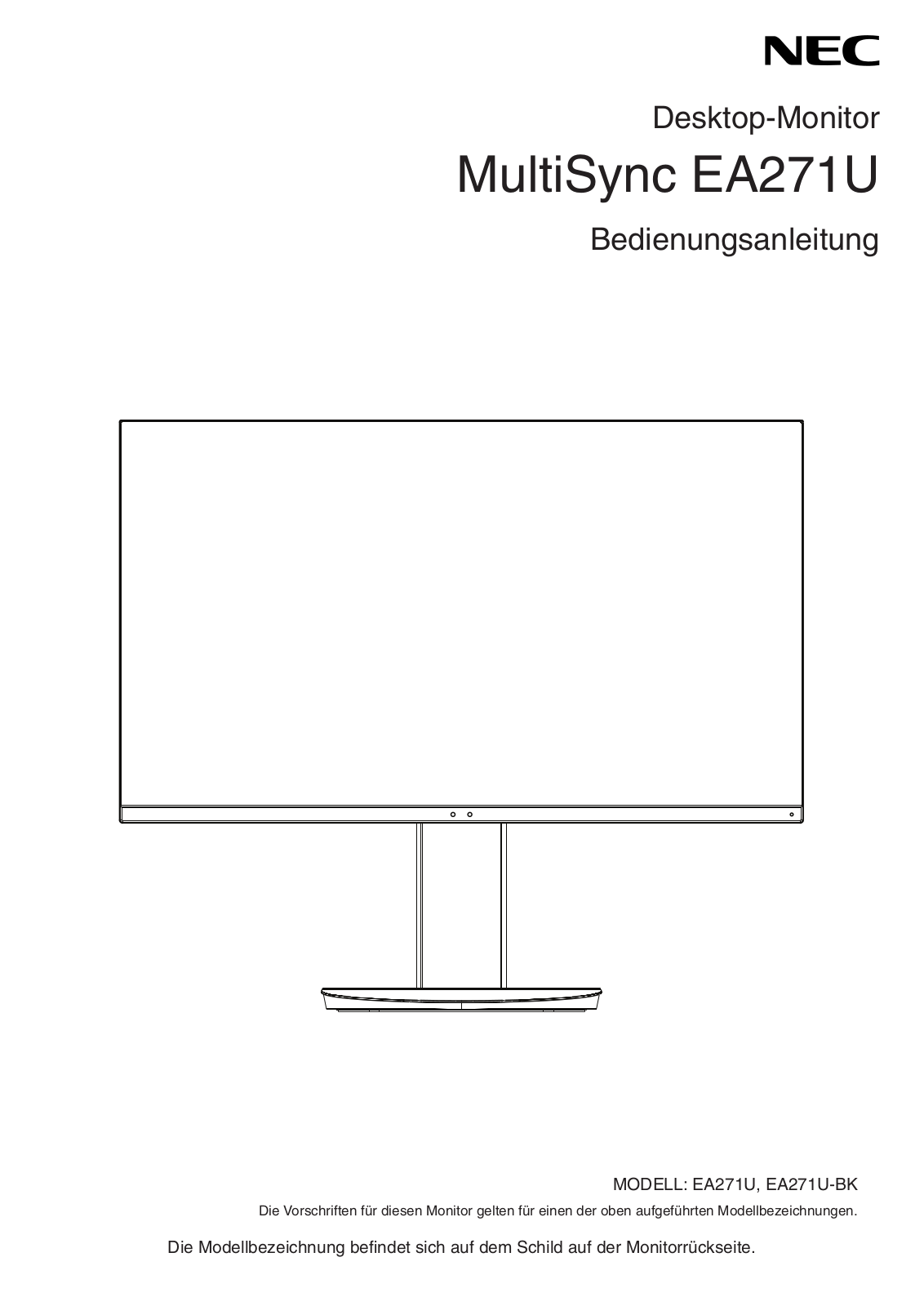 NEC EA271U-BK User Manual