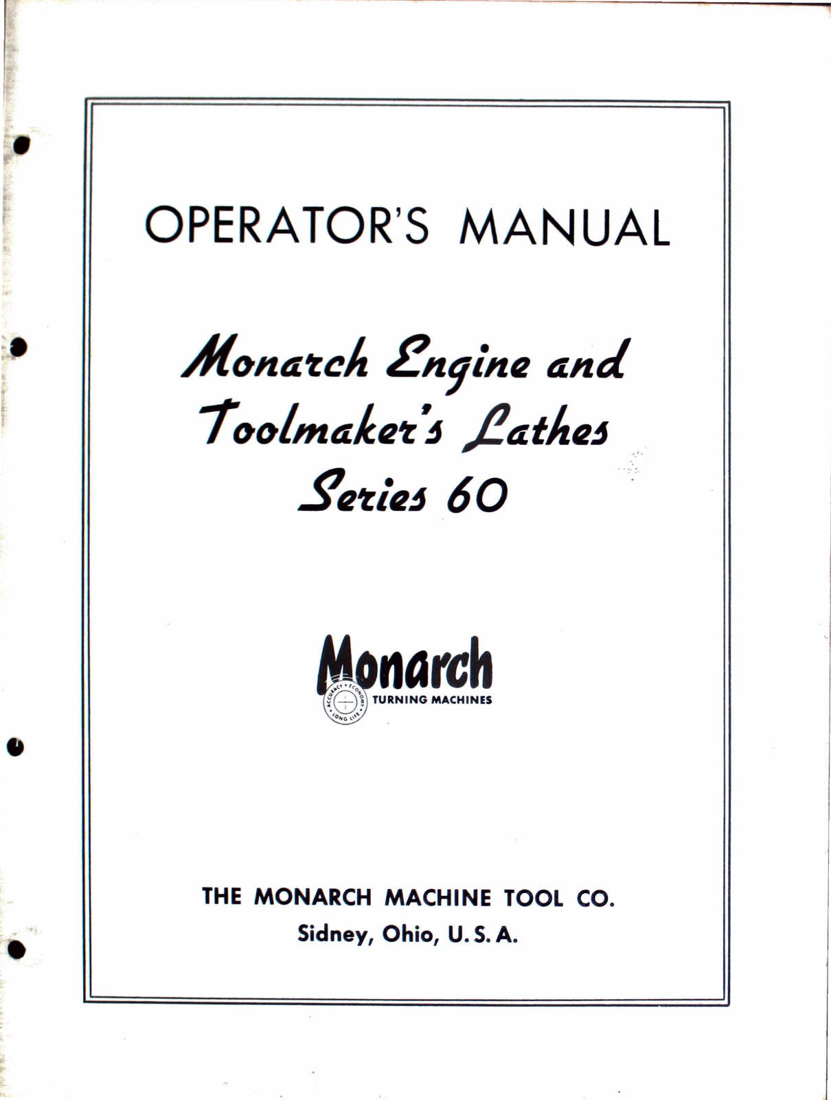 Monarch 60 Operator's Manual - ManualMachine.com