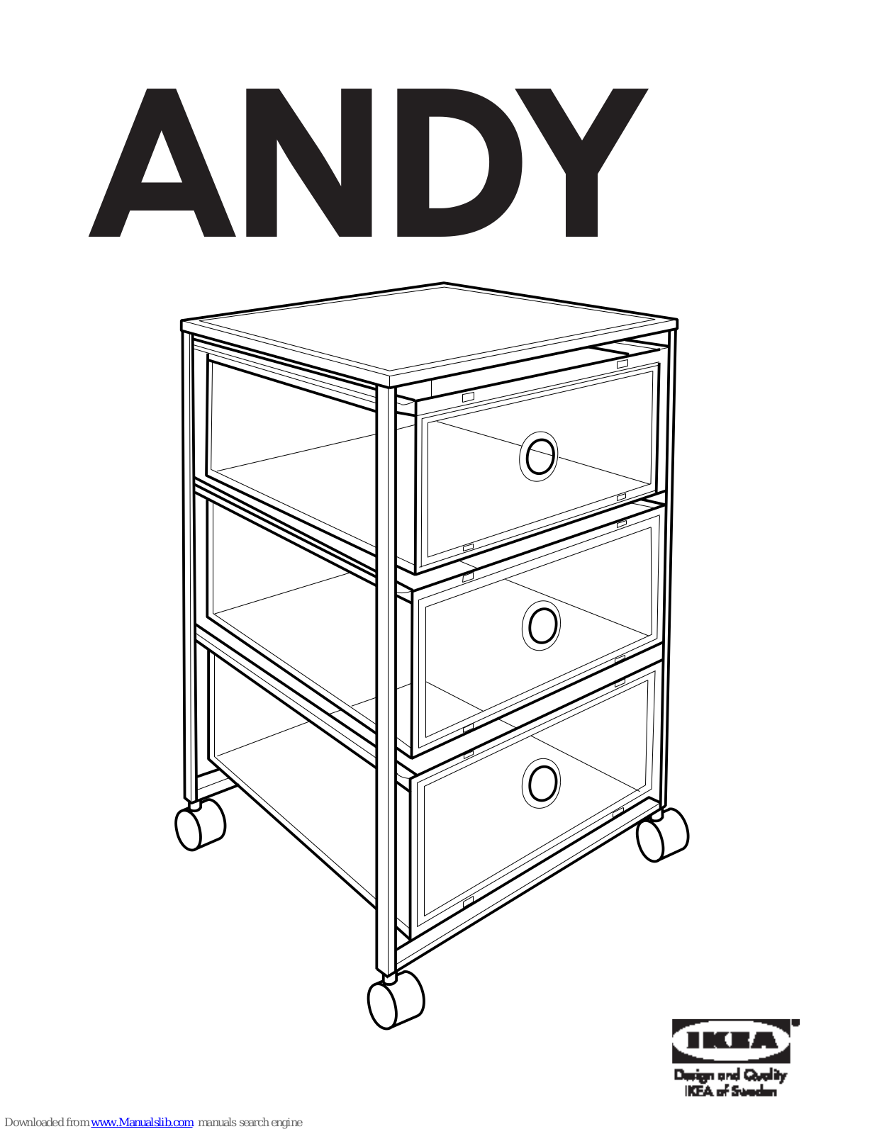 IKEA ANDY DRAWER UNIT W/CASTERS 15X23, ANDY Instructions Manual - ManualMachine.com