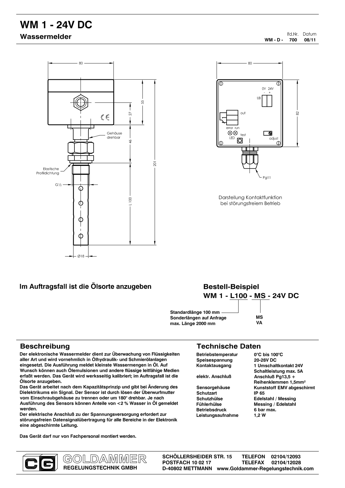 Goldammer WM 1-24V DC Service Manual