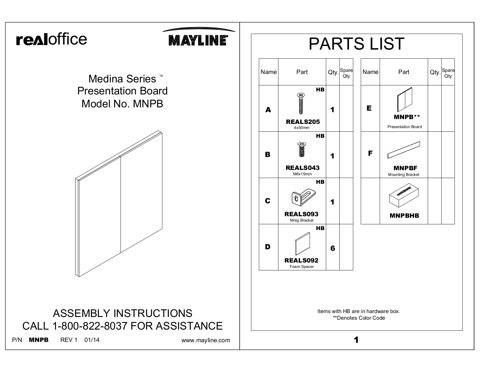 Mayline MNPB User Manual