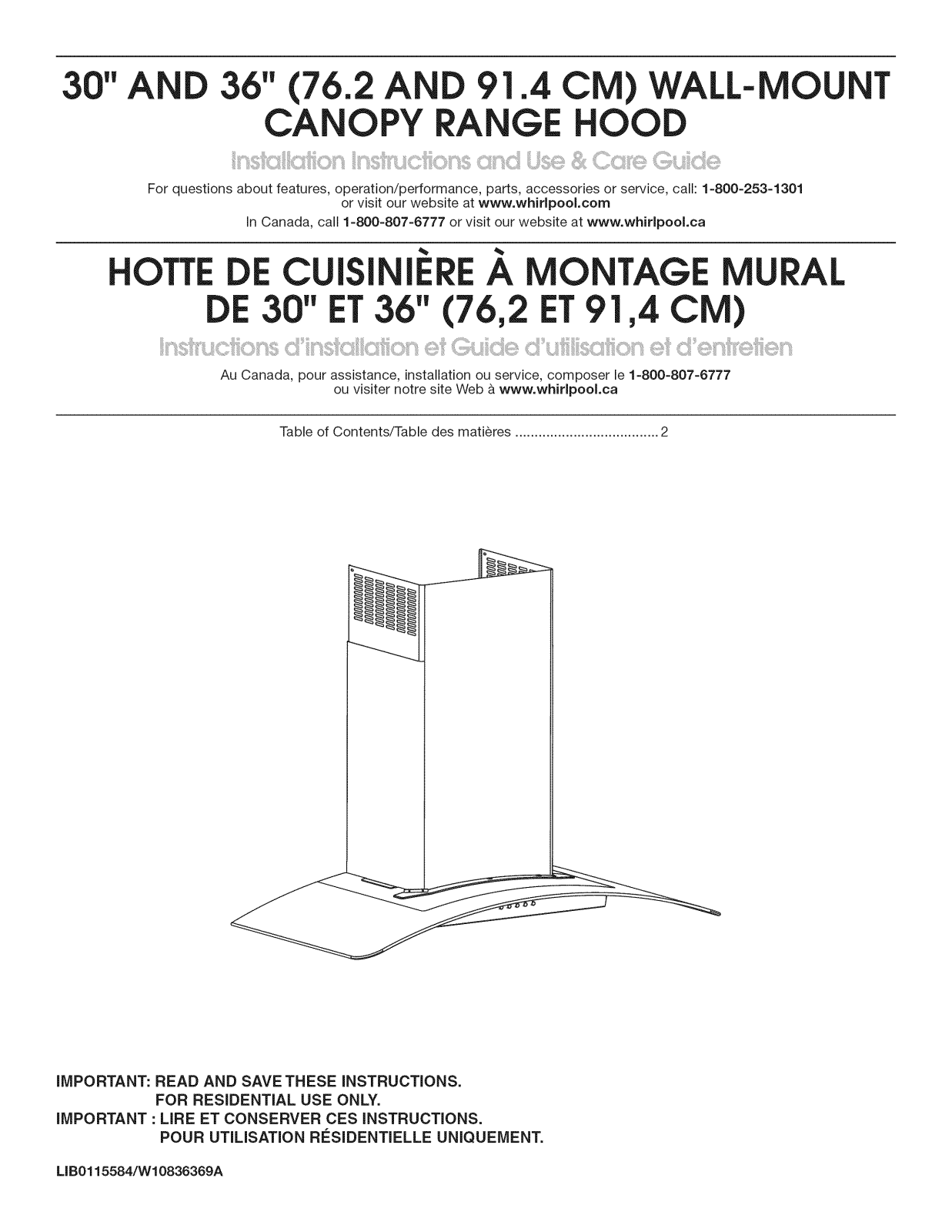 Whirlpool WVW51UC6FS0, WVW51UC0FS0 Installation Guide