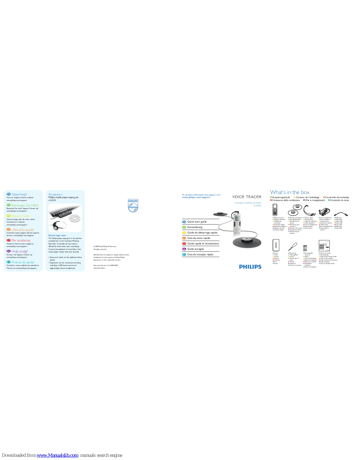 Philips Voice Tracer LFH0895/00, Voice Tracer LFH0895 Quick Start Manual