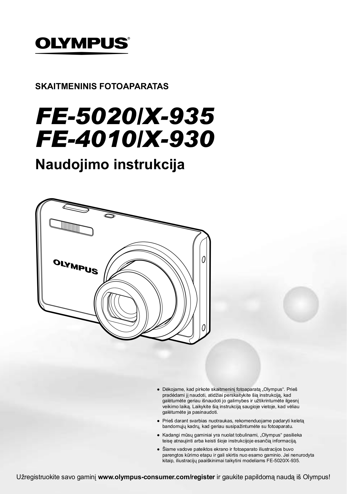 Olympus X-935, FE-4010, X-930 User Manual