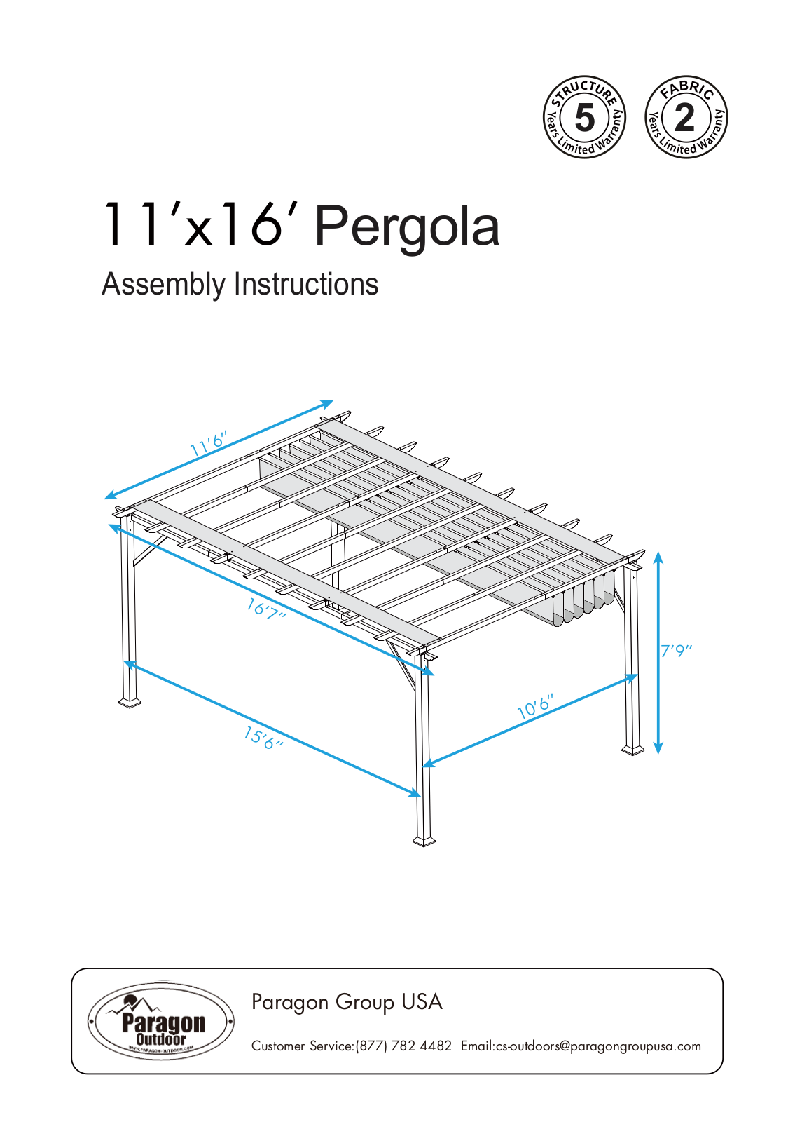 Paragon Outdoor PR16WD1W, PR16WD2W, PR16WTW Assembly Guide