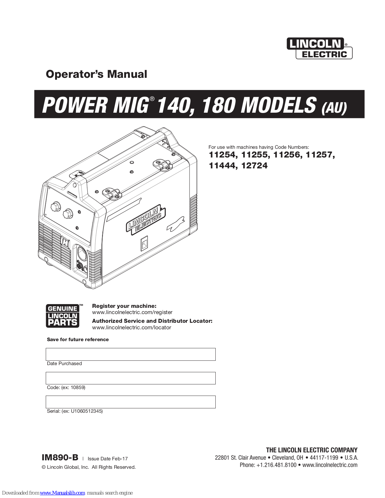 Lincoln Electric POWER MIG 140, 11256, 11257, POWER MIG 180, 11254 Operator's Manual