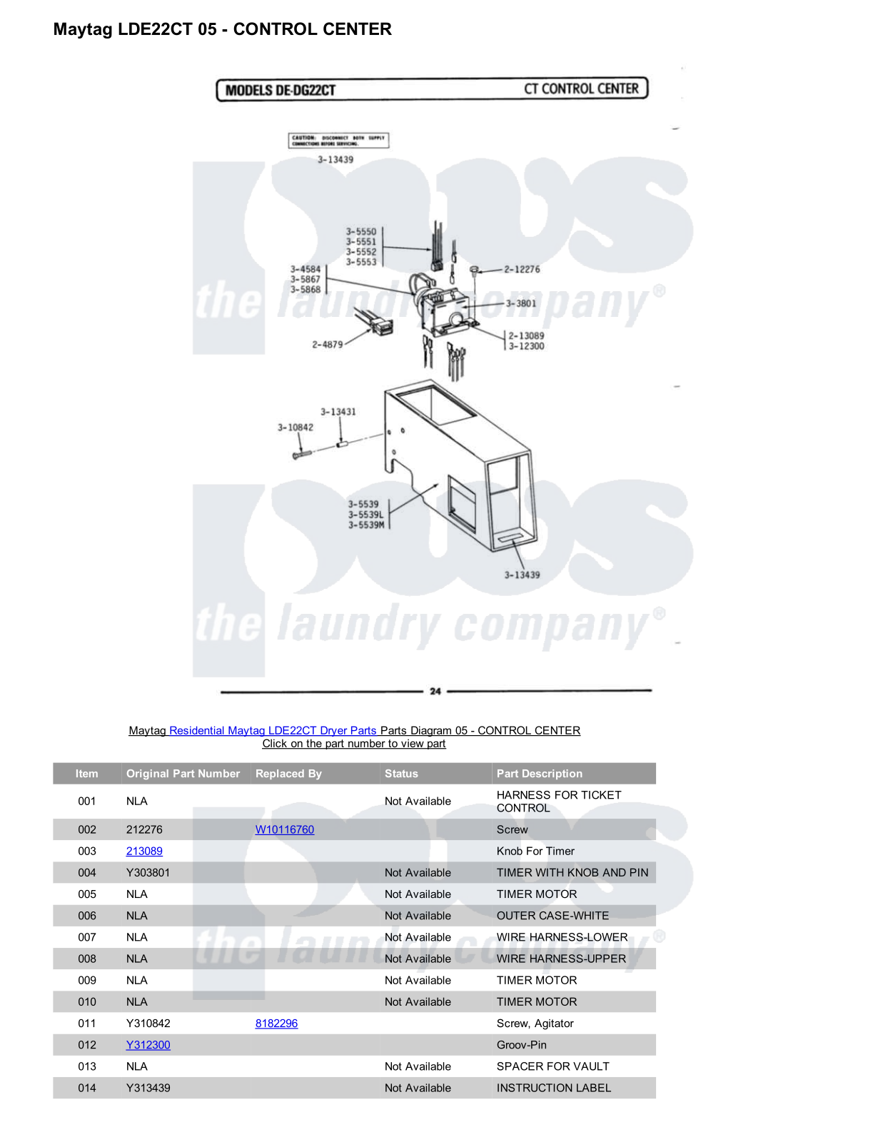 Maytag LDE22CT Parts Diagram