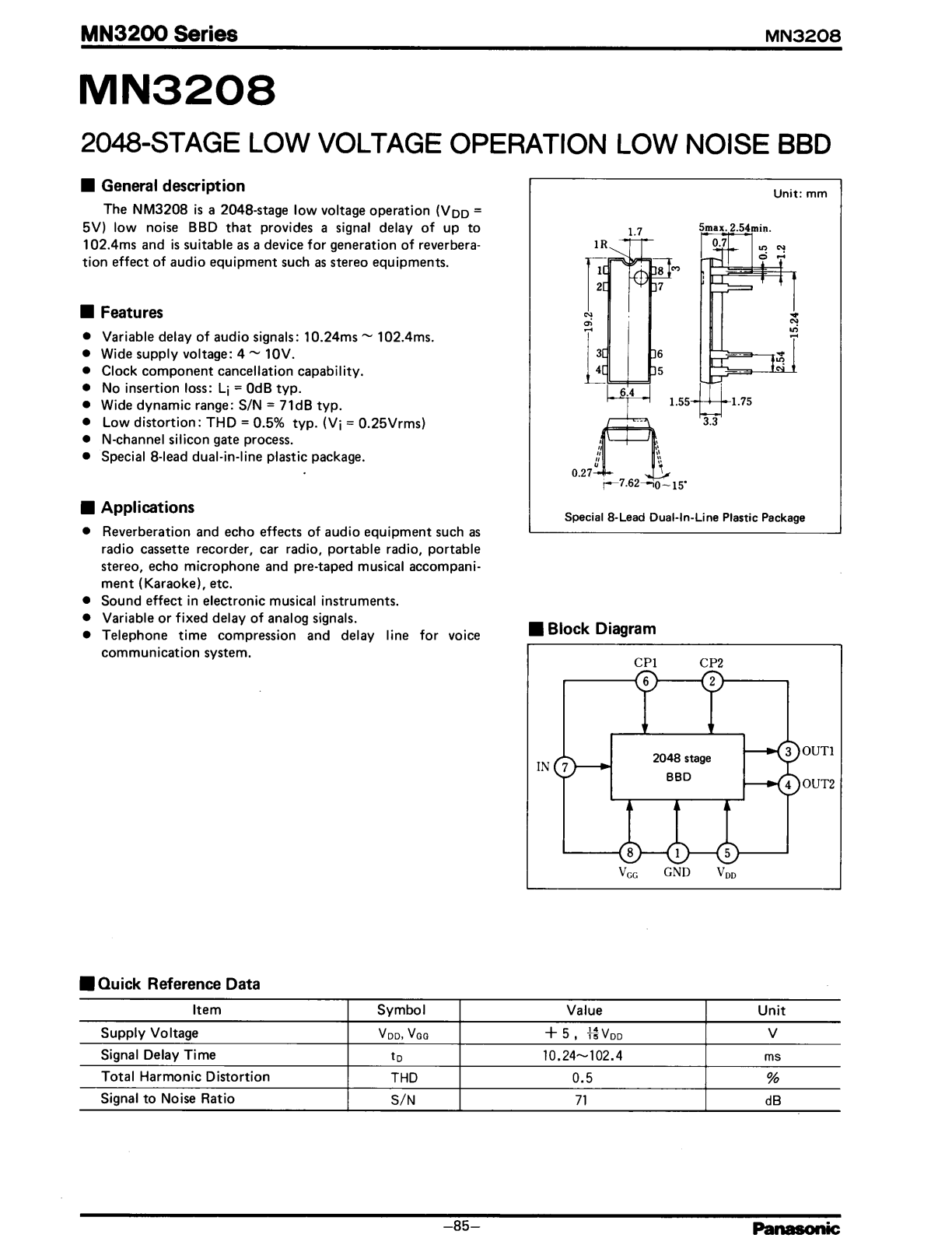 Panasonic MN3208 User Manual