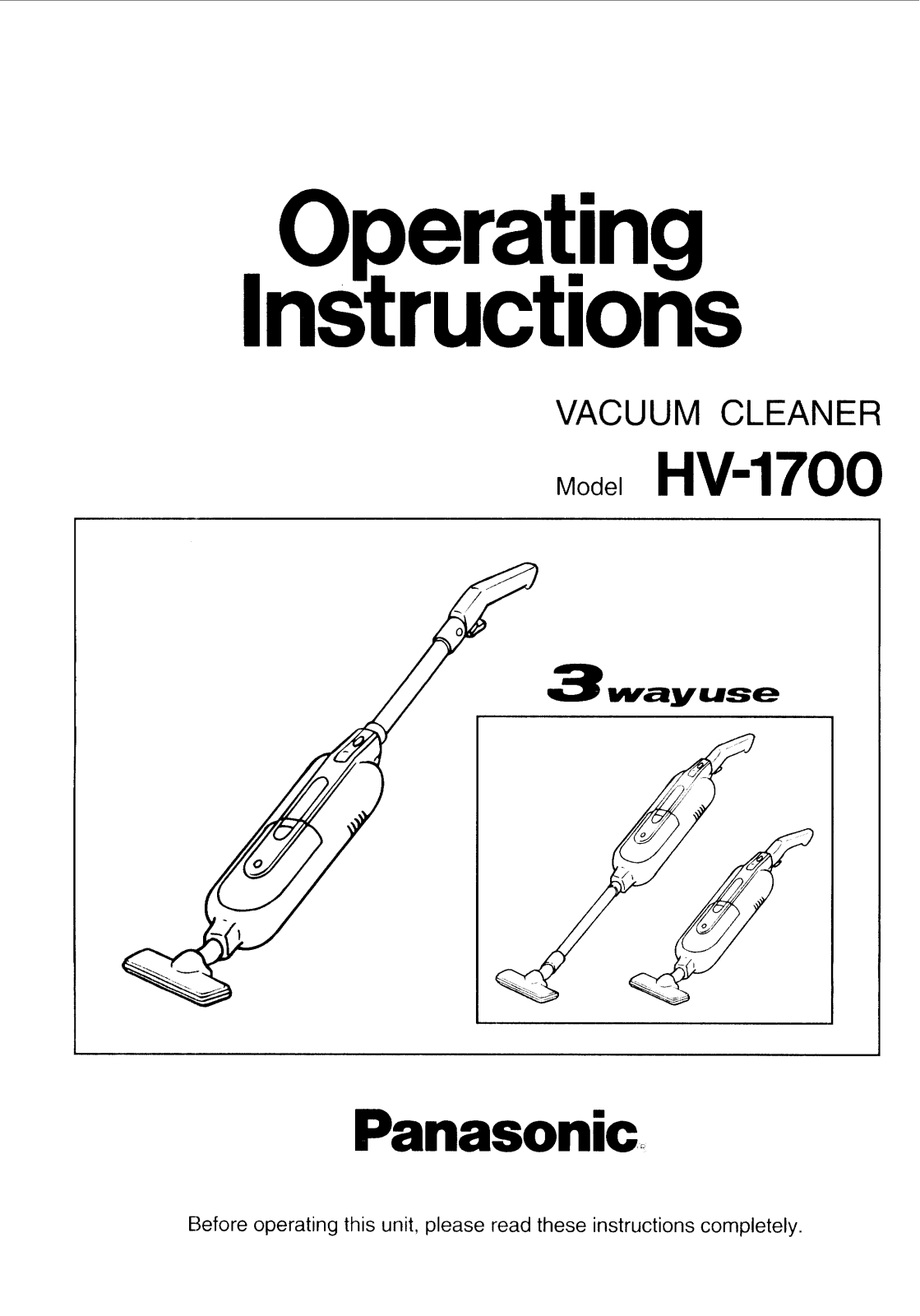 Panasonic hv-1700 Operation Manual