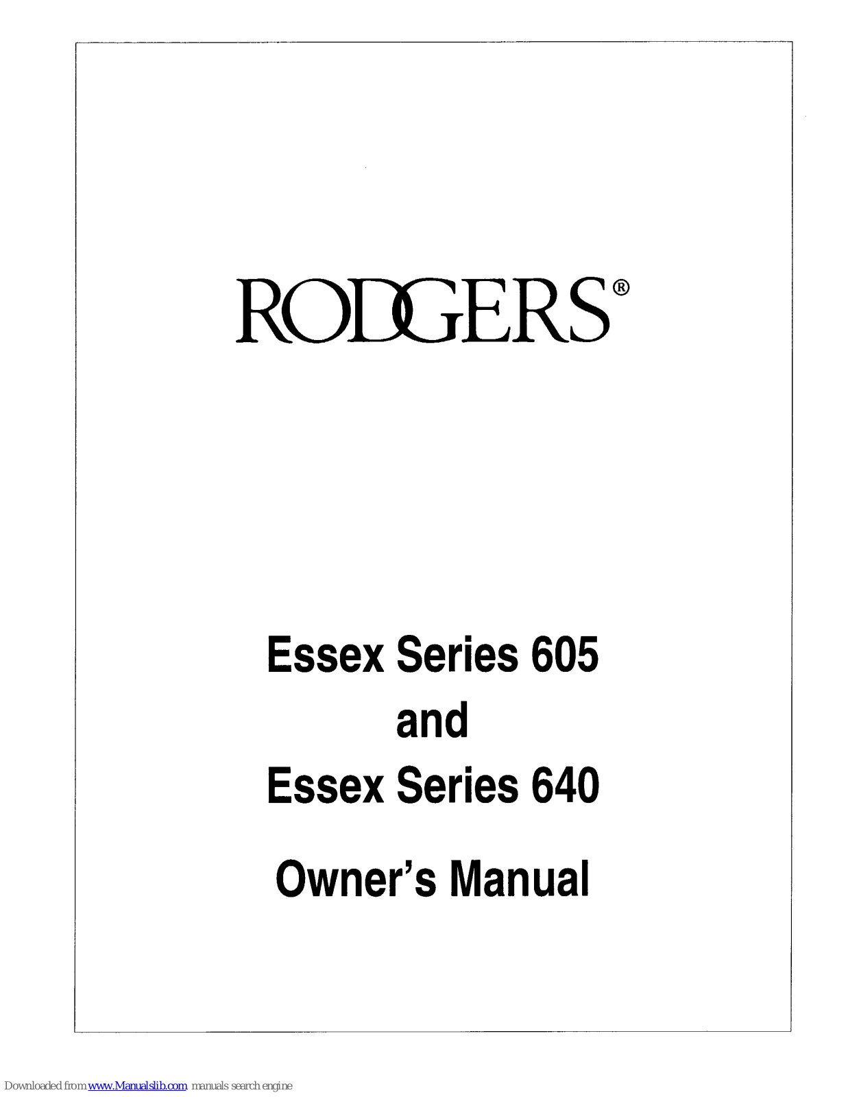 Rodgers 605, 640 Owner's Manual - ManualMachine.com