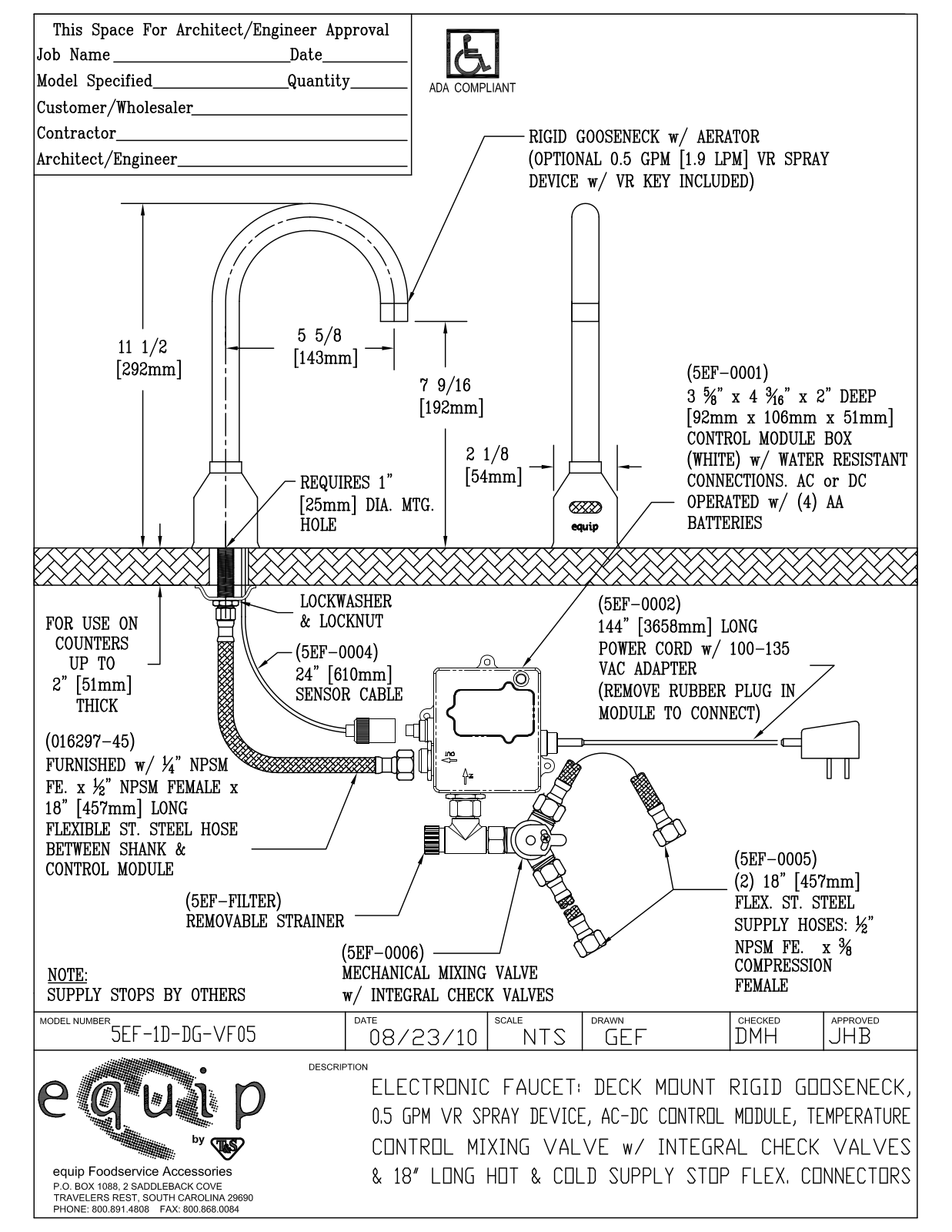 T & S Brass & Bronze Works 5EF-1D-DG-VF05 General Manual