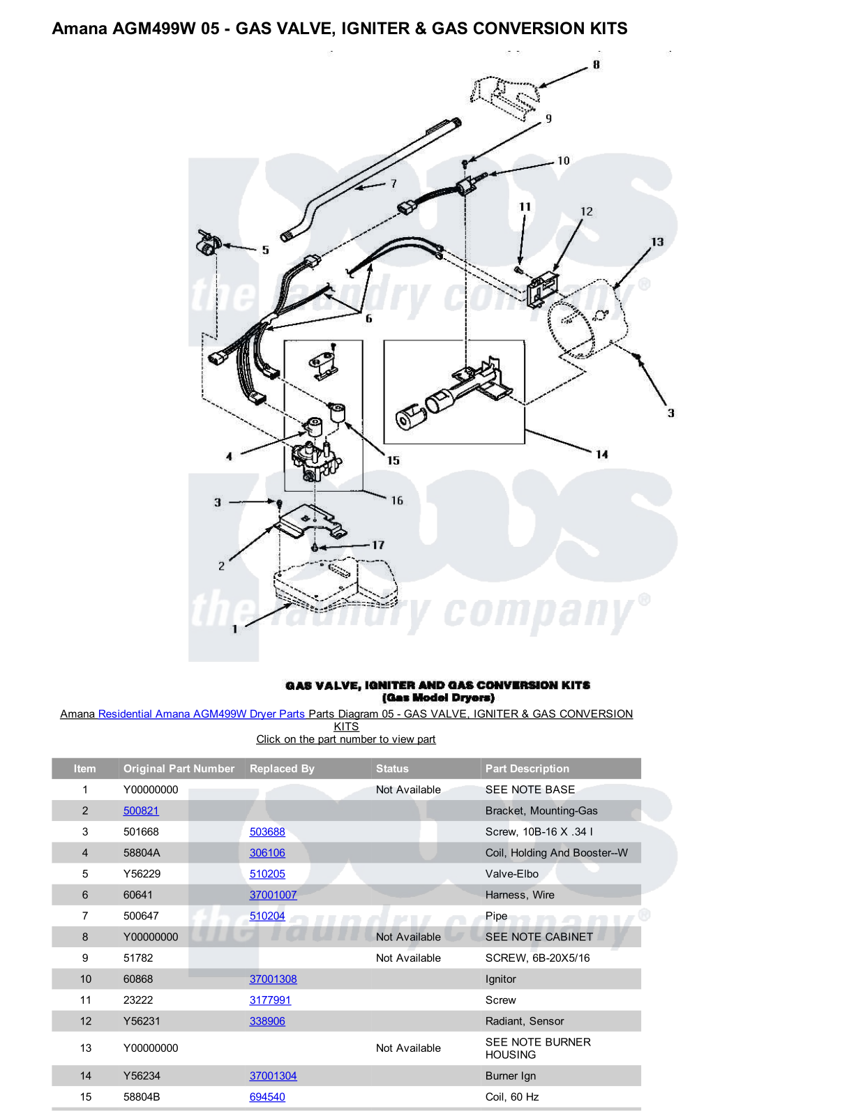 Amana AGM499W Parts Diagram