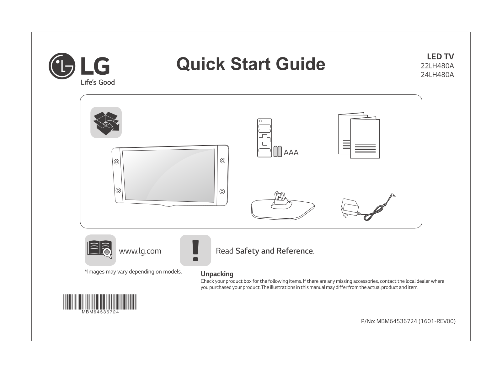 LG 22LH480A-PT QUICK SETUP GUIDE