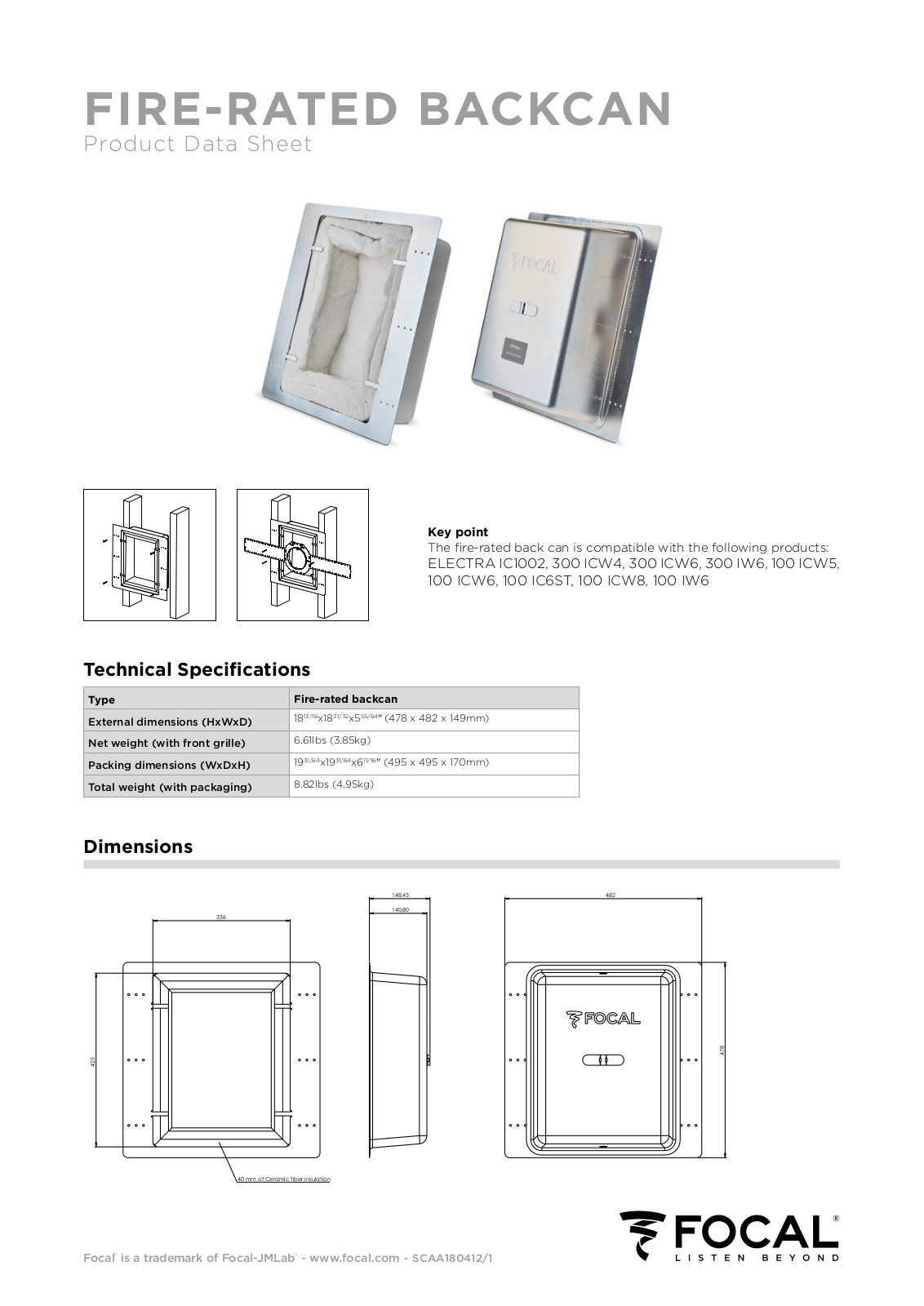 Focal FIRE-RATED BACKCAN Specification Sheet