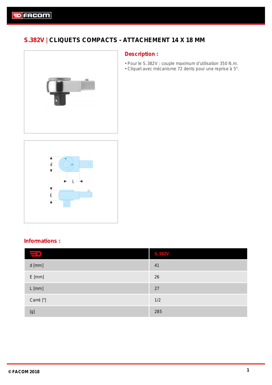 Facom S.382V Specification - ManualMachine.com