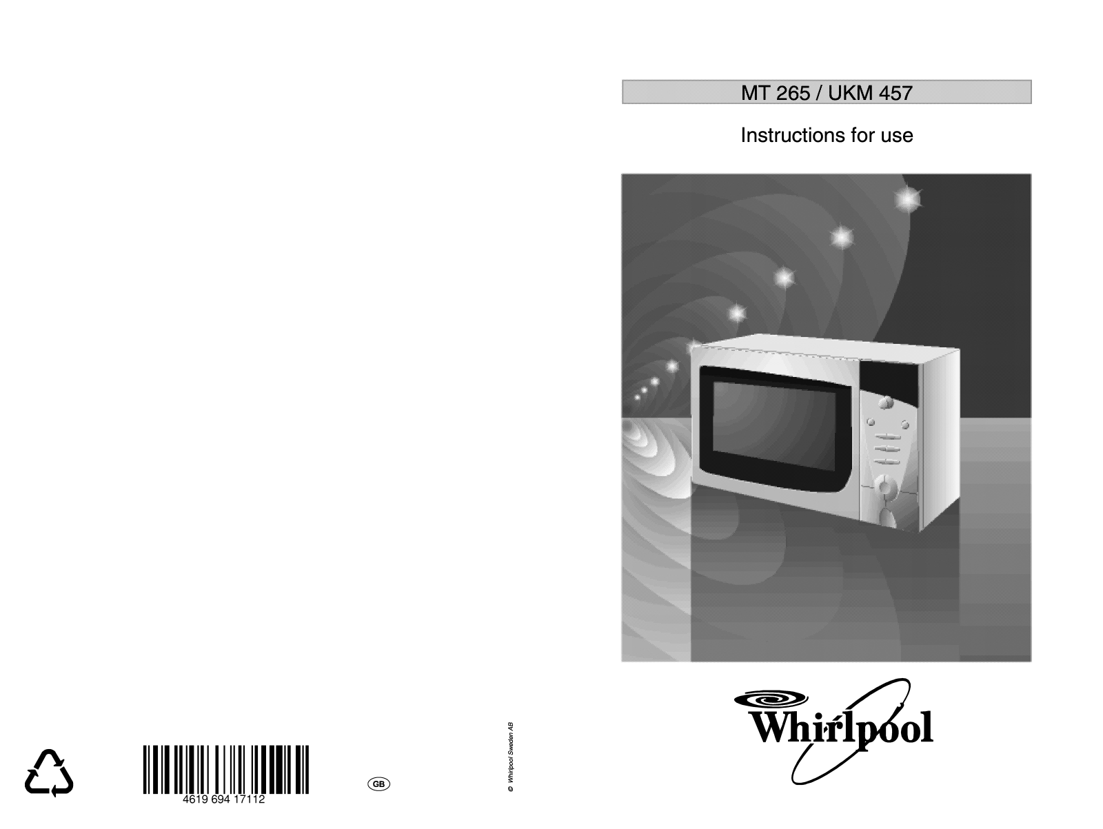 Whirlpool MT 265/BL INSTRUCTION FOR USE