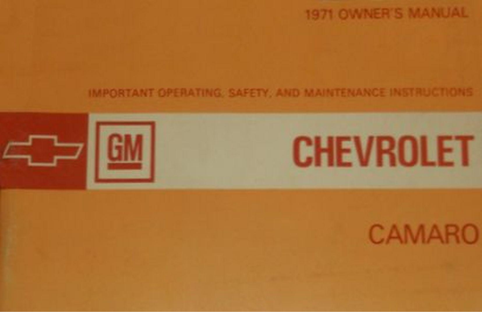 Chevrolet Camaro 1971 Operating Instructions