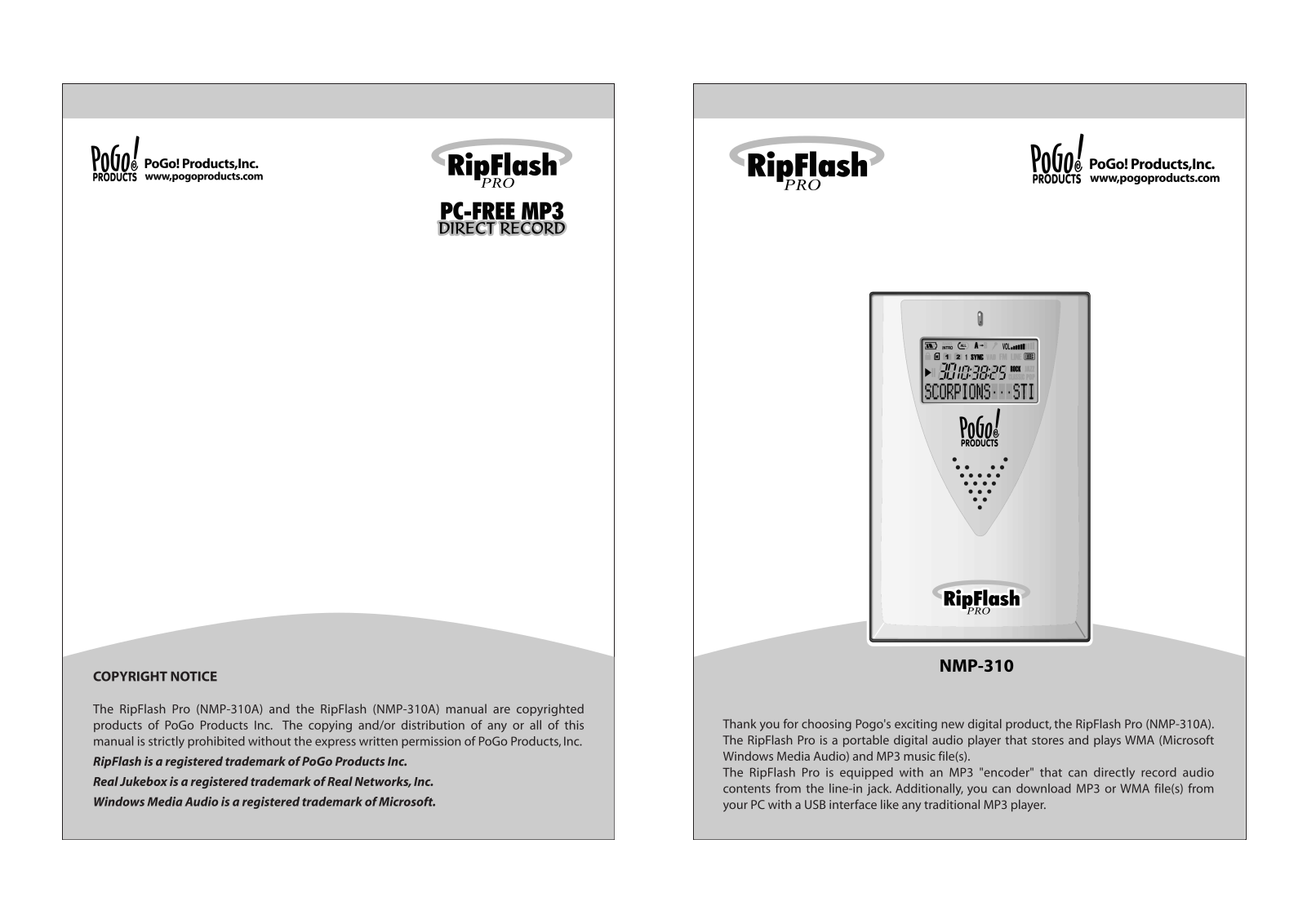 PoGo NMP-310A, RipFlash Pro, RipFlash User guide