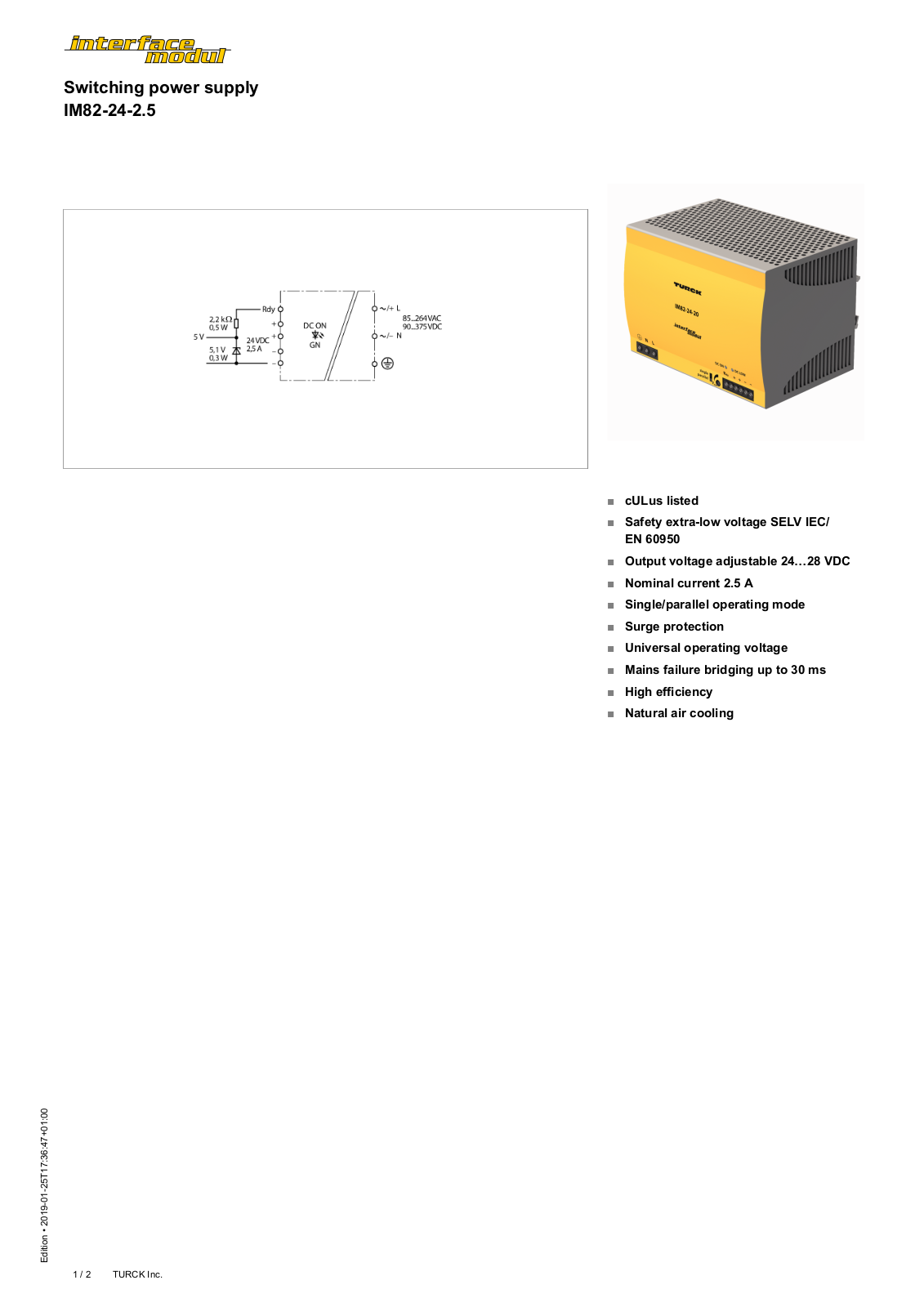 Turck IM82-24-2.5 Data Sheet