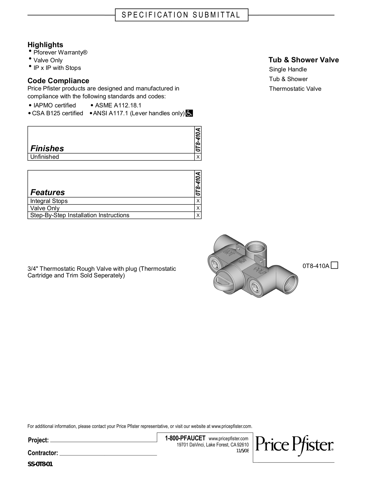 Pfister PPR2416 Specifications - ManualMachine.com