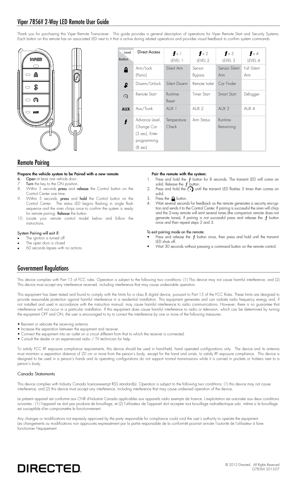 DEI Headquarters DEI7856 User Manual