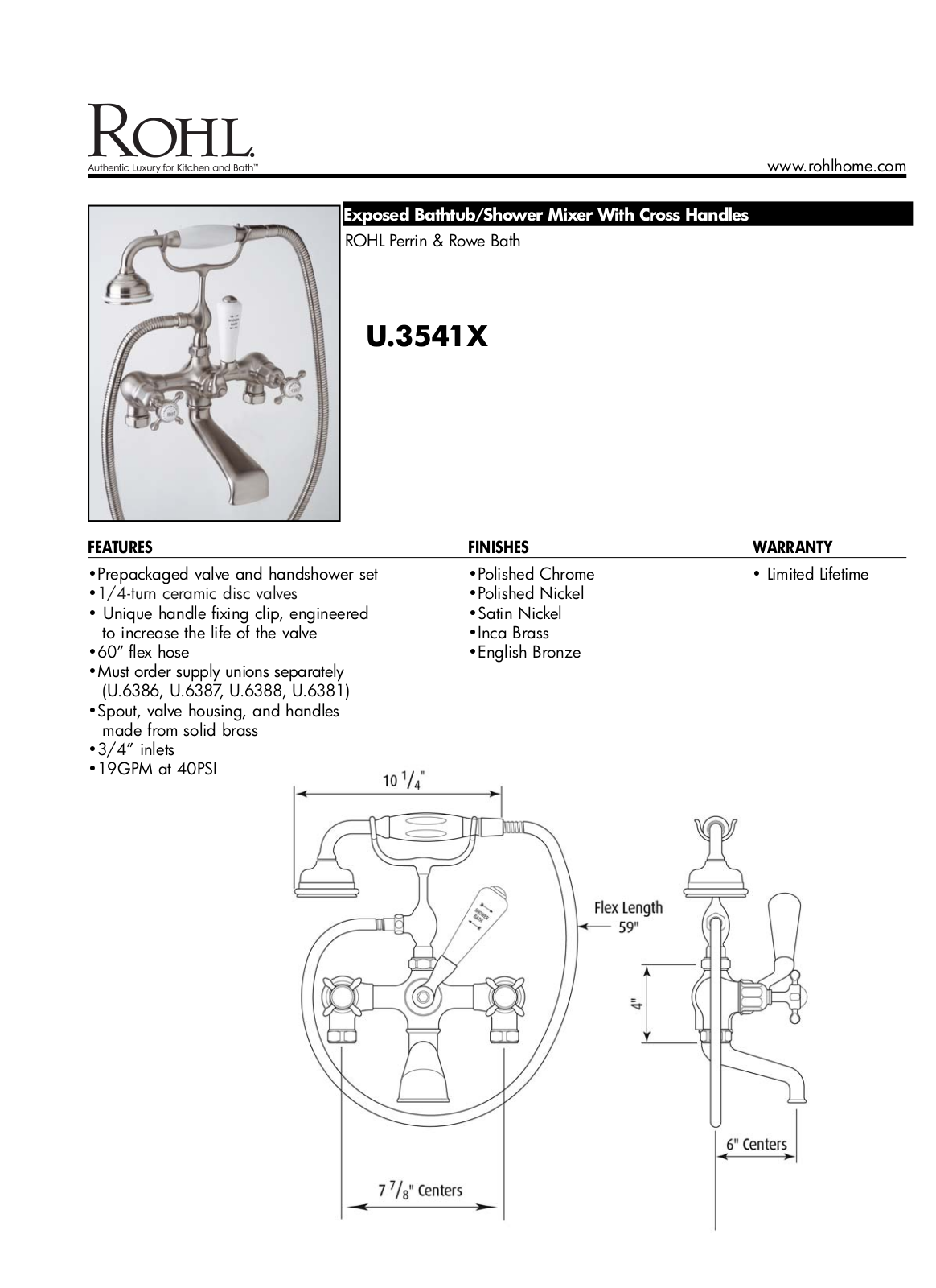 Rohl U3541XAPC User Manual