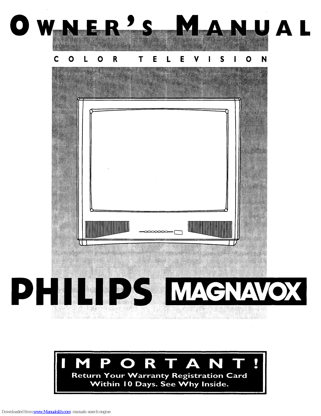 Philips COLOR TV 27 INCH TABLE TS2768C Owner's Manual