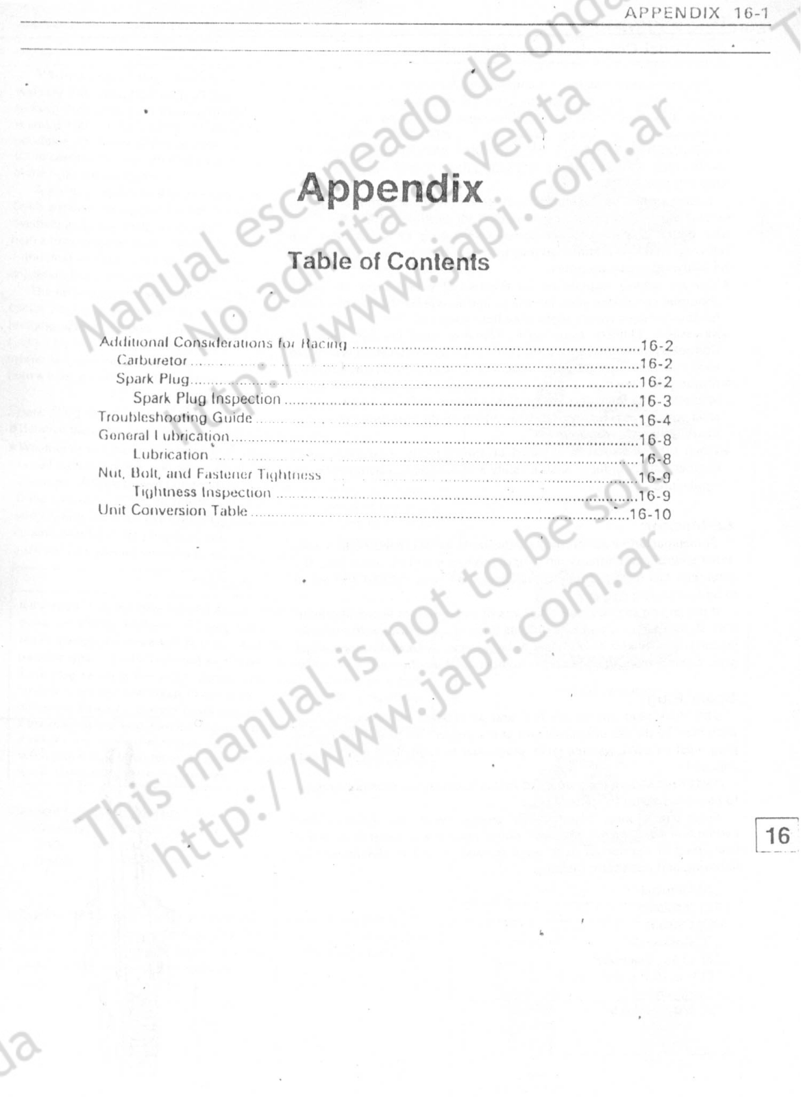 Kawasaki ZXR250 Service Manual 16  appendix