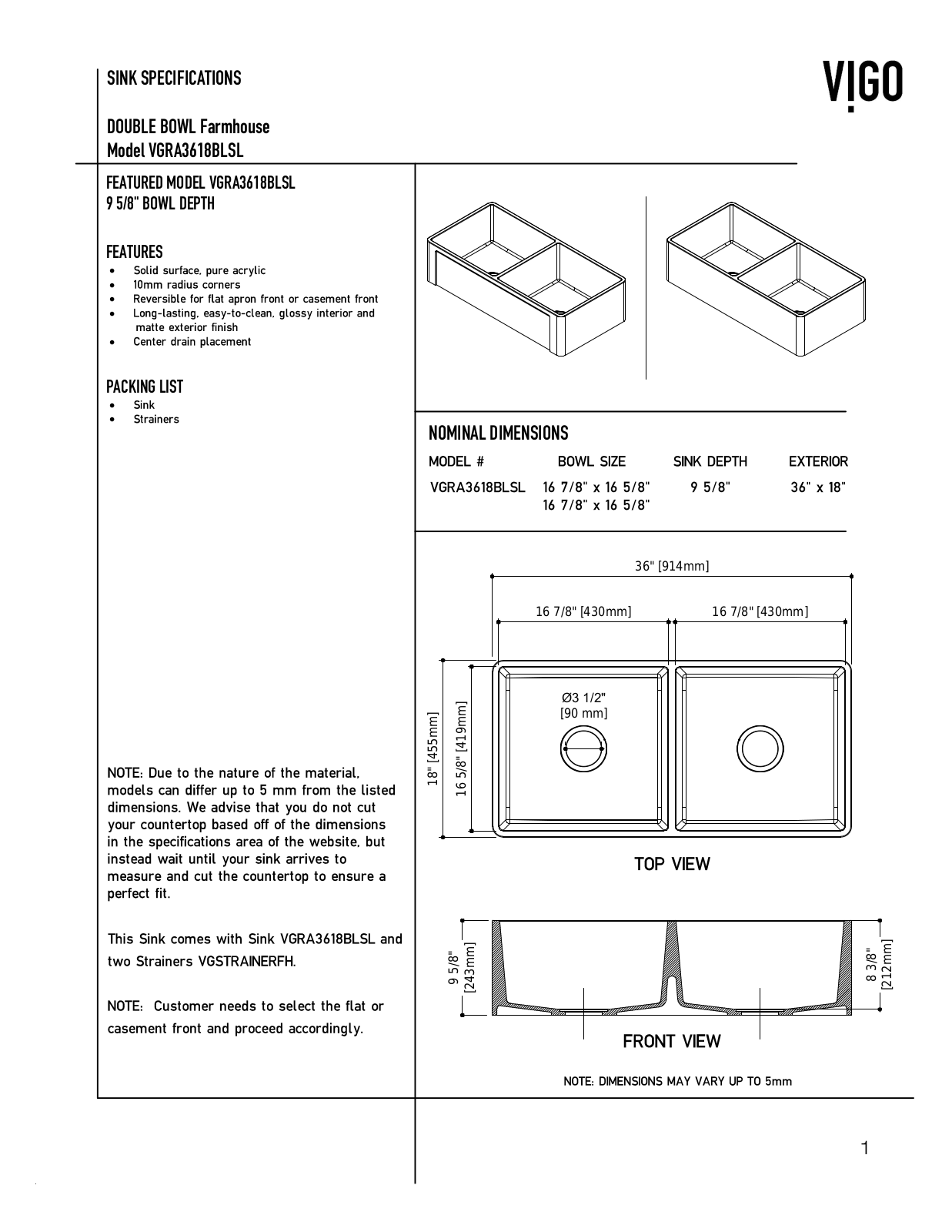 VIGO VGU3799 Installation & Assembly - ManualMachine.com