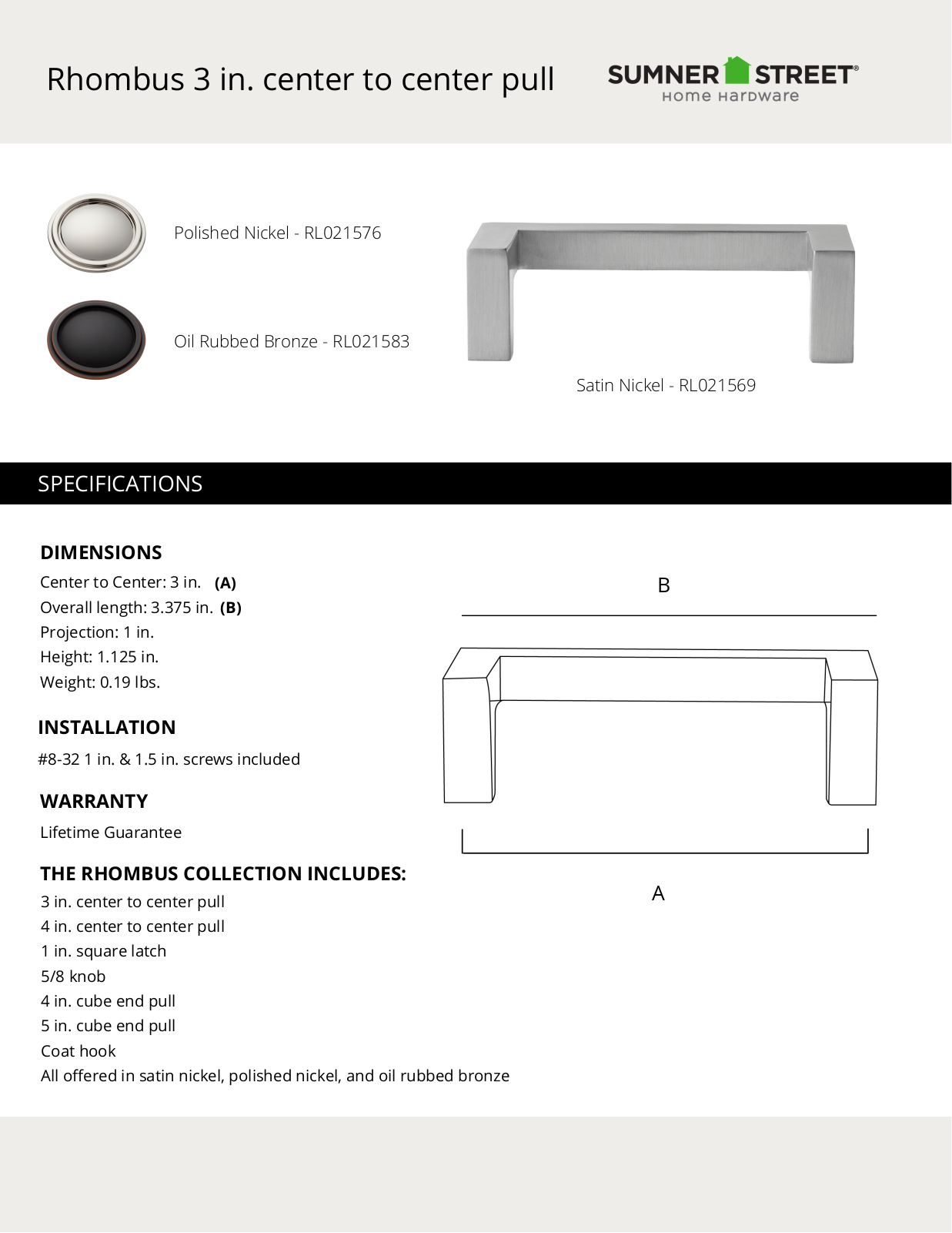 Sumner Street Home Hardware CTHD1086 Specifications - ManualMachine.com