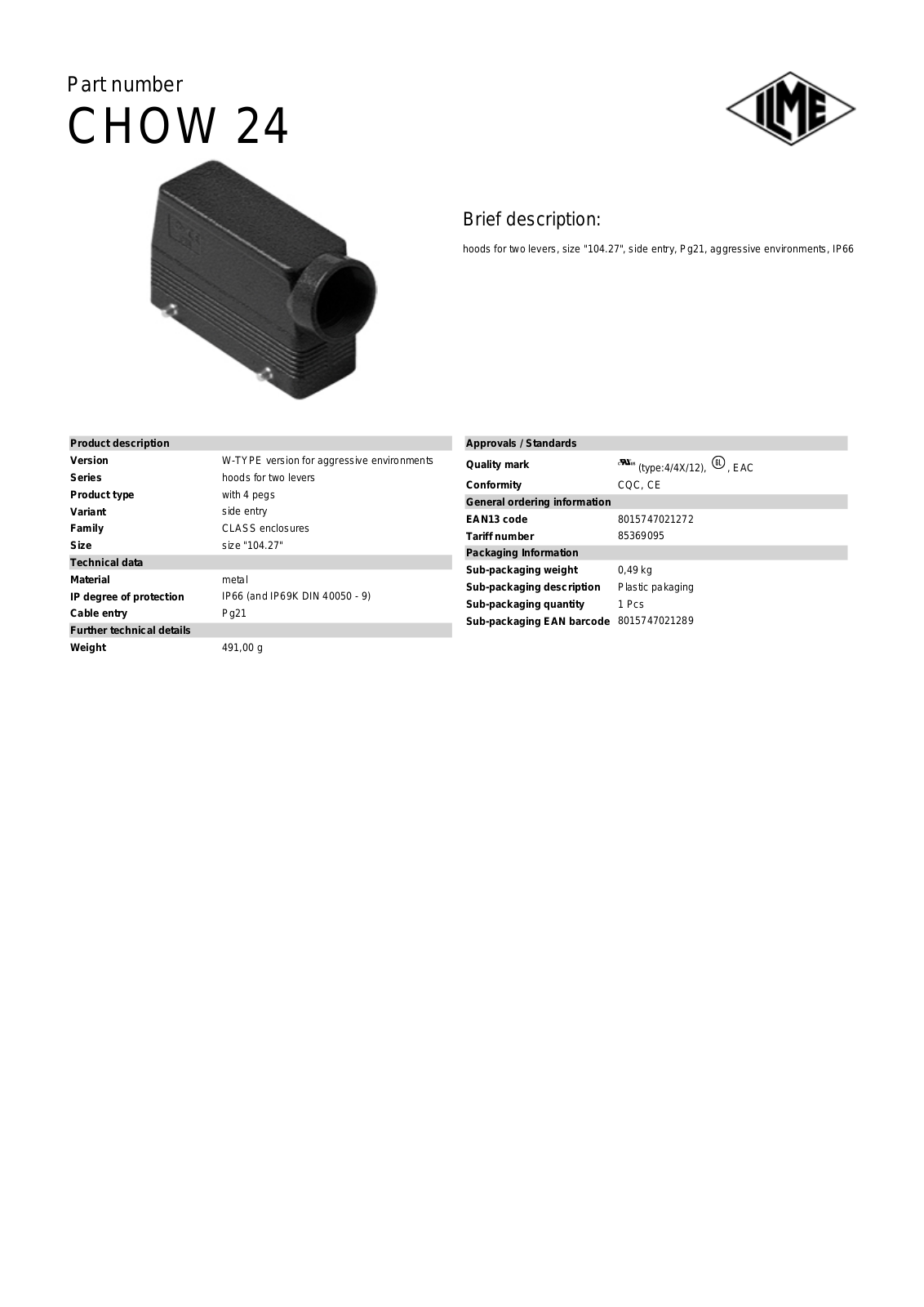 ILME CHOW-24 Data Sheet