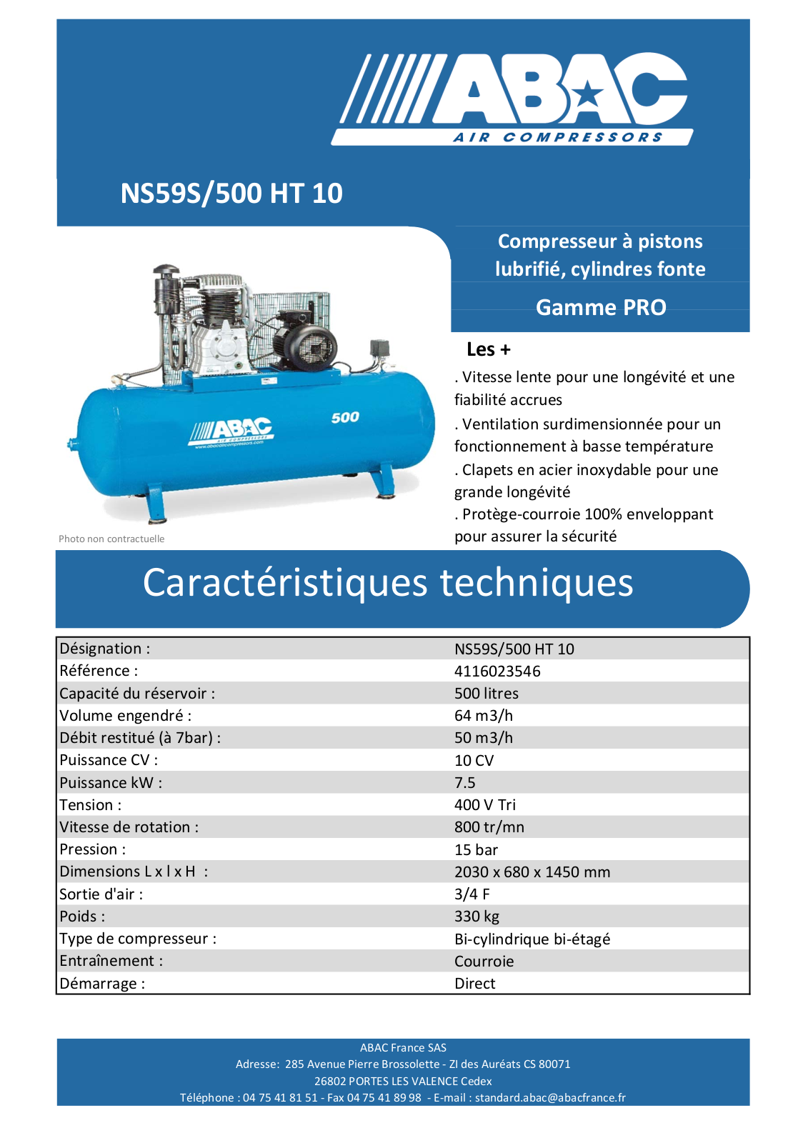 Abac NS59S/500 HT 10 Specification - ManualMachine.com