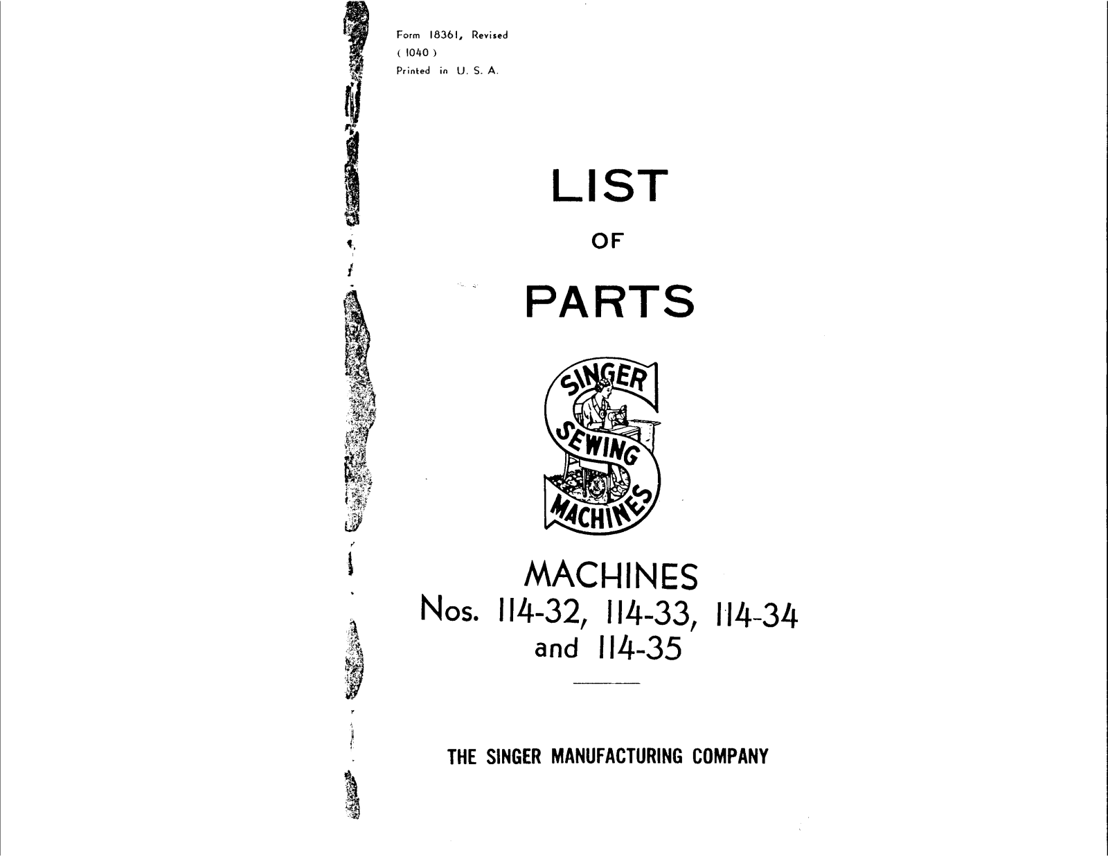 Singer 114-34, 114-32, 114-33, 114-35 User Manual