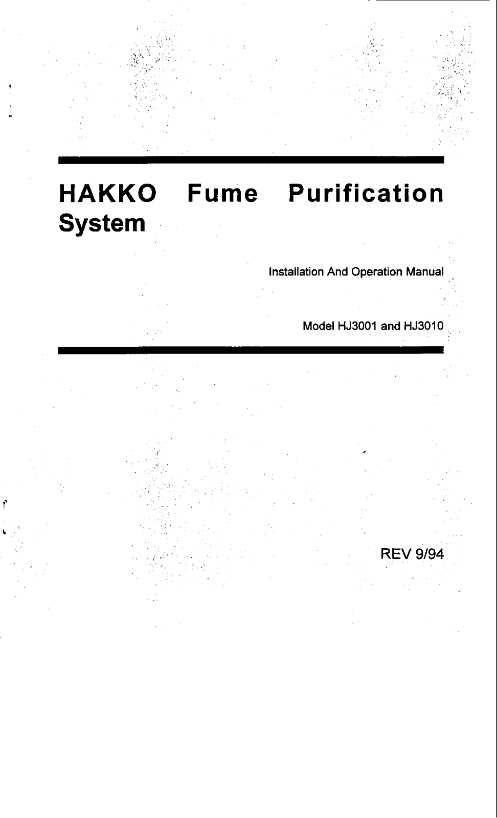 Hakko HJ3010, HJ3001 User Manual